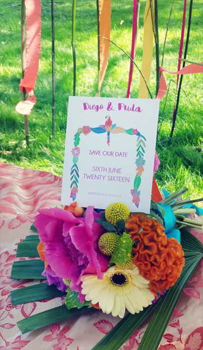 Mexicana Photoshoot Behind the Scenes - Frog & Pencil Save our Date shot