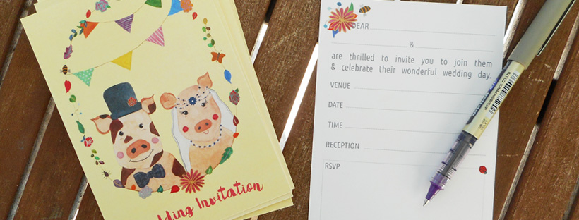 Mr & Mrs Piggy Ready-to-Write Wedding Invitation