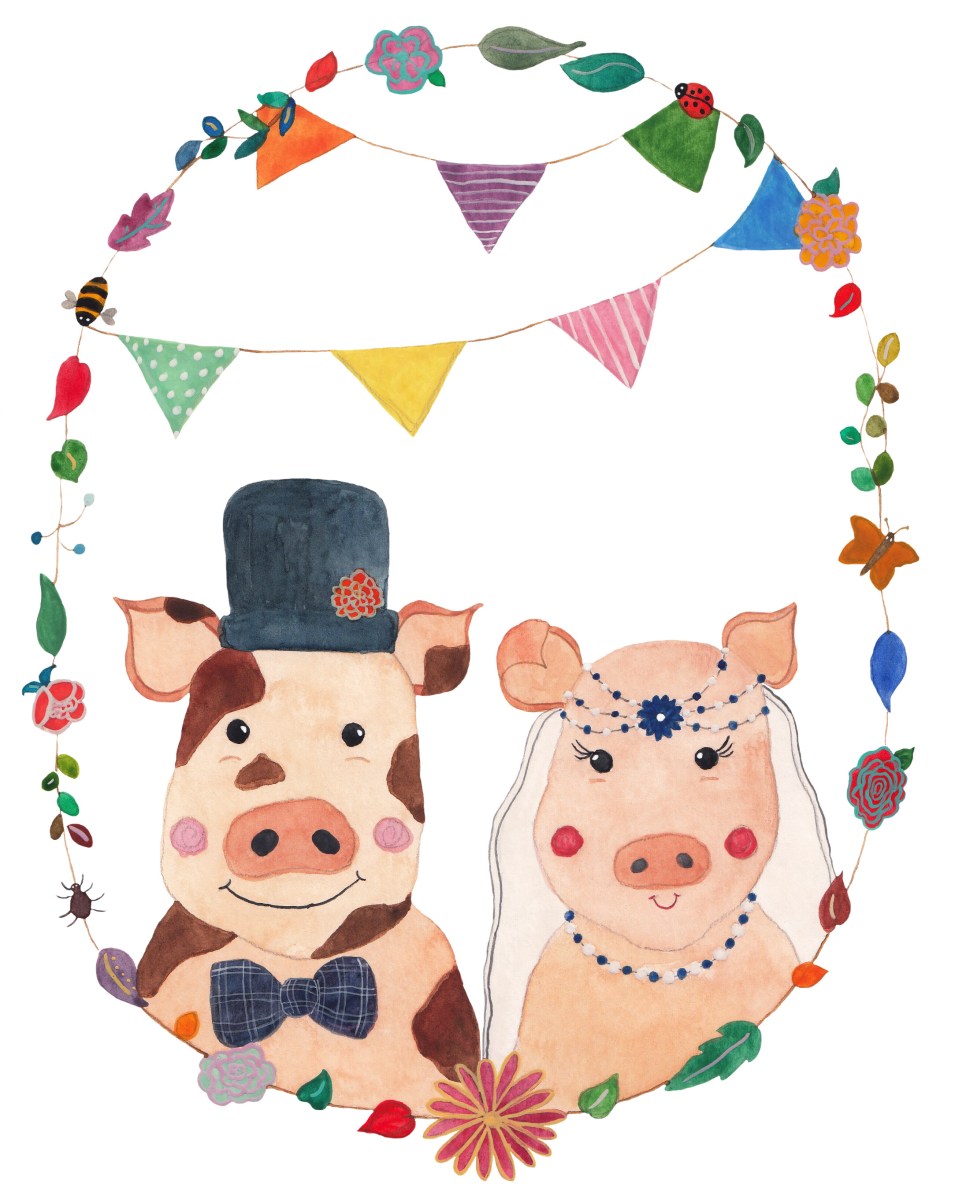 Clean file of Mr & Mrs Piggy Illustration