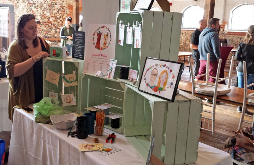 Frog & Pencil setting up for the Oxnead Wedding Show.