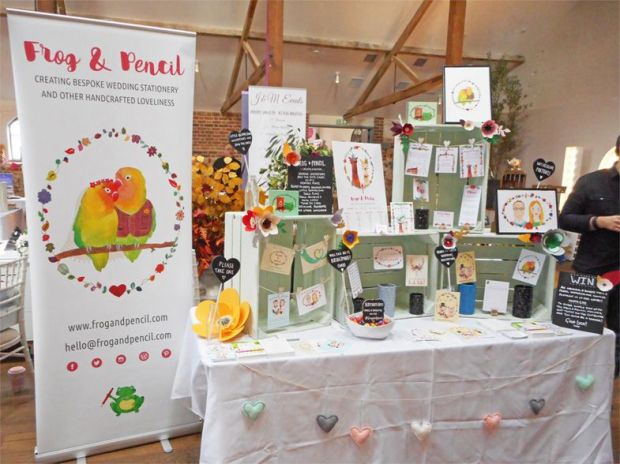 Final Frog & Pencil set up for the Oxnead Wedding Show.