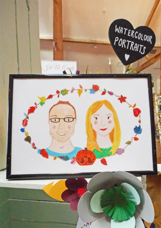 Frog & Pencil watercolour portrait at the Oxnead Wedding Show.