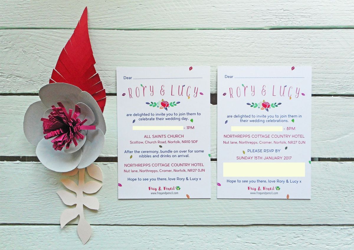 Lucy & Rory's bespoke wedding invitations