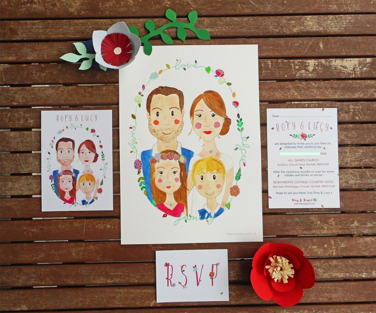Lucy & Rory's bespoke wedding invitations by Frog & Pencil.