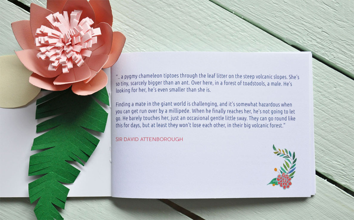 Abi & Rob Little Bespoke Book Wedding Invitation quote page.