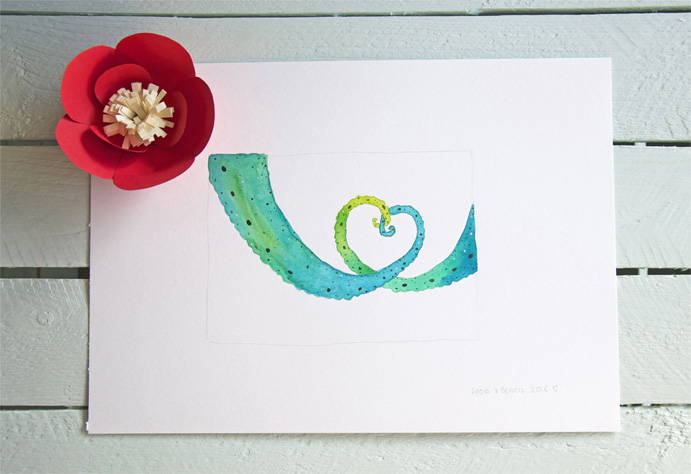 Abi & Rob's Little Bespoke Book Wedding Invitation original Chameleons tails painting