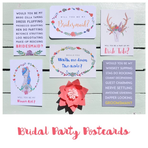 Frog & Pencil Bridal Party Postcards available on Etsy