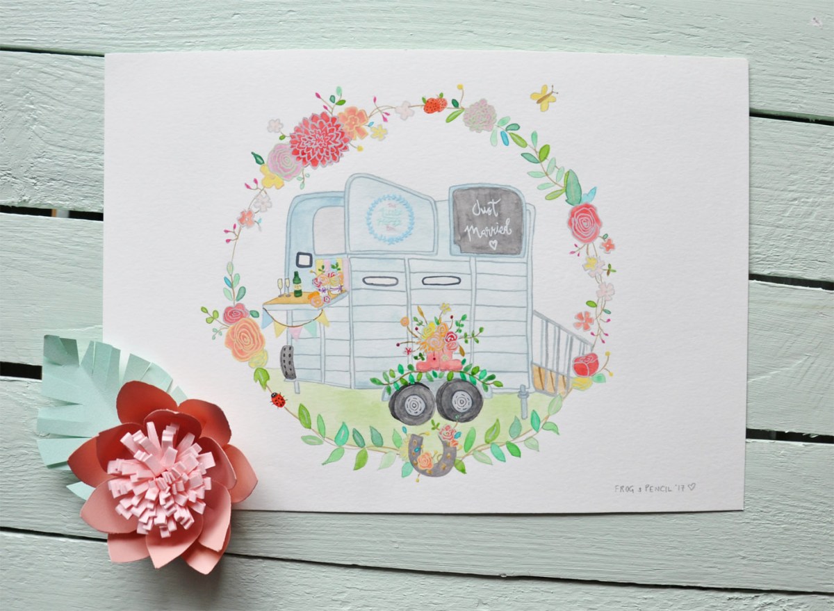 Frog & Pencil Illustration of The Little Horse Box